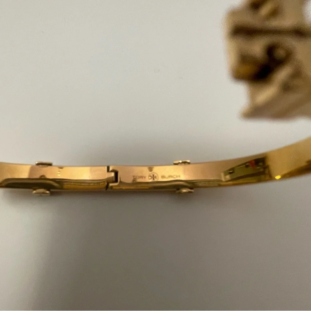 Tory Burch- Miller Logo Hinged Bangle Bracelet available in silver or gold - Picture 9 of 10